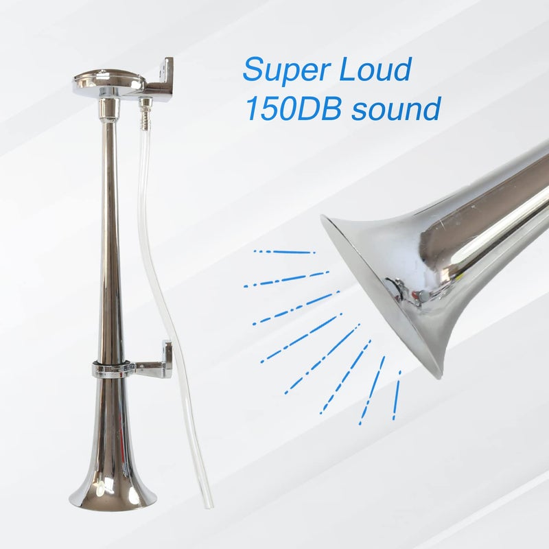 CARMOCAR 12V 150DB Air Horn,Chrome Zinc Single Train Trumpet Truck Air Horn with Compressor for Any 12V Vehicles Trucks Lorrys Trains Boats Cars (Silver) - Image 3